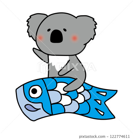 無尾熊跨在鯉魚旗上 無尾熊跨在鯉魚旗上 122774611