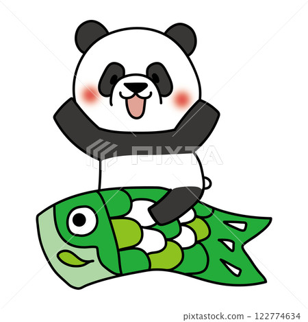 Panda straddling a carp streamer 122774634