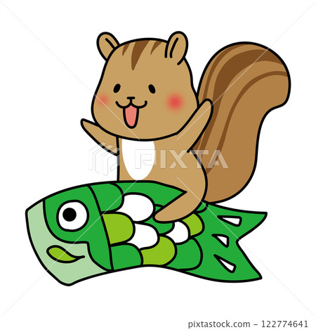 松鼠跨在鯉魚旗上 122774641