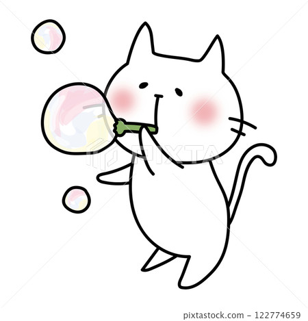 白貓玩肥皂泡 122774659
