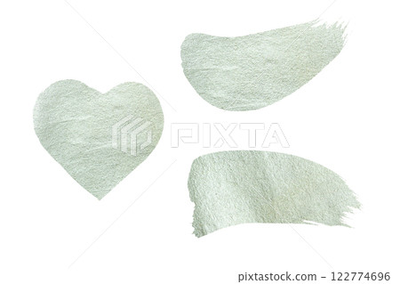 Silver paint brush stroke. Abstract silver glittering textured art illustration. 122774696