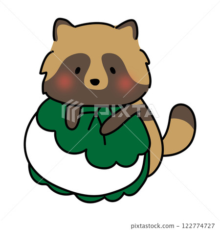 一隻浣熊坐在柏餅上 122774727