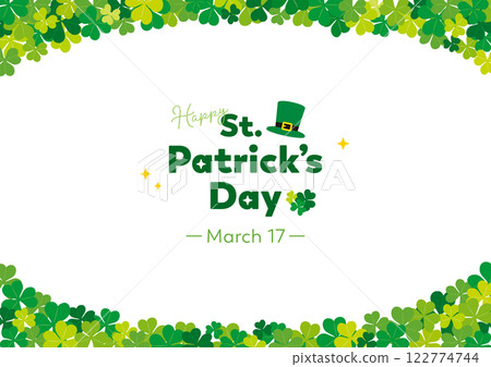 聖派翠克節的背景插圖三葉草水平位置 122774744