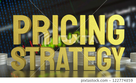The Gold Pricing strategy  and coins for Business concept 3d Rendering. 122774859