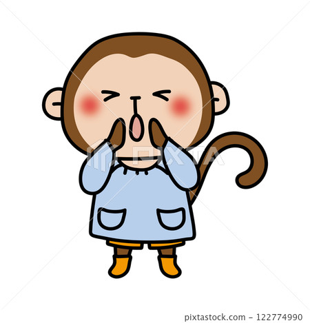 一隻穿著罩衫的猴子在呼喚大家 122774990