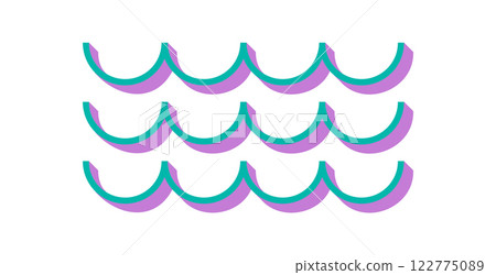 Bold abstract wave icon. Minimal form of a wave shape with shadows. Geometric element, contemporary brutalism, Y2K aesthetic, suitable for modern projects. Bold abstract wave icon. Minimal form of a wave shape with shadows. Geometric element, contemporary brutalism, Y2K aesthetic, suitable for modern projects. 122775089