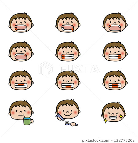 一套適合男孩的兒童刷牙姿勢 122775202