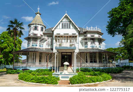 Mille Fleurs, one of the historic Magnificant Seven Mansions at Queen's Park Savannah in Port of Spain, Trinidad and Tobago 122775317