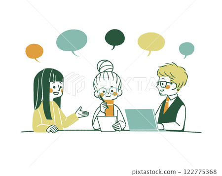 People having a discussion - 4 colors People having a discussion - 4 colors 122775368