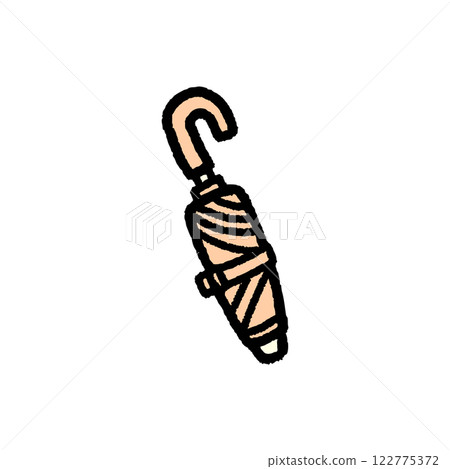 A simple hand-drawn illustration of a folding umbrella 122775372