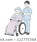 輪椅上的老人和護理人員的插圖 122775388
