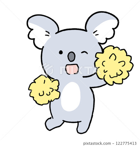 Koala cheering with pom-poms 122775413