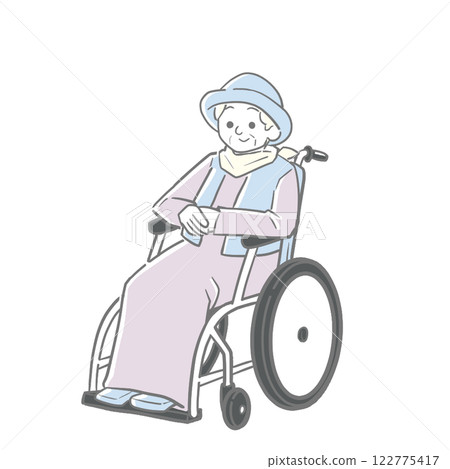 一位老人坐在輪椅上的簡單圖示 122775417