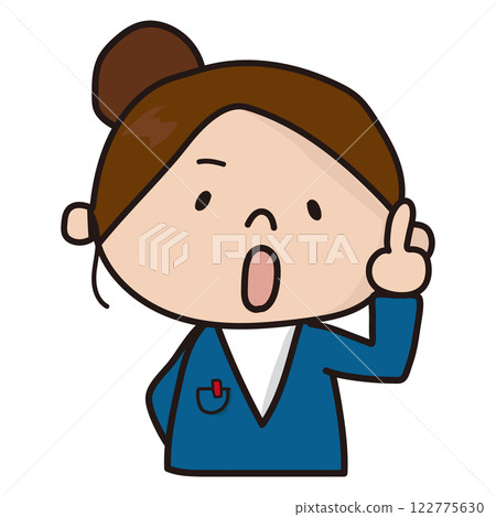 The office lady gives some advice with her left hand 122775630