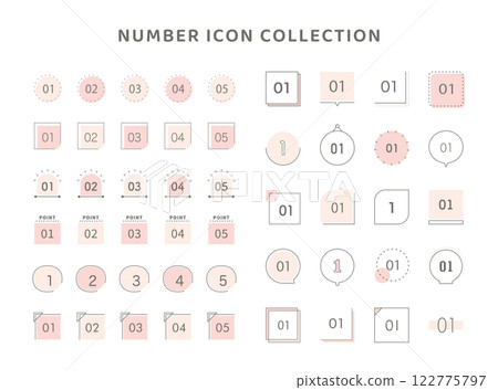 數位圖示集、變體、數字、插圖、裝飾邊框、裝飾、材料 122775797