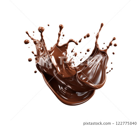 Isolated chocolate splash. chocolate splash isolated on white background. 122775840