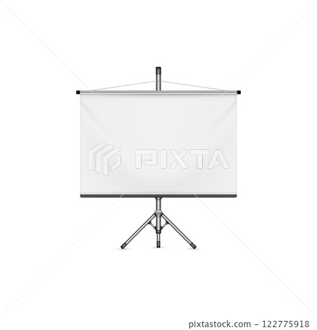 Blank White Projection Screen on Tripod Stand. Vector 122775918