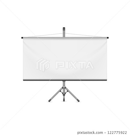 Blank White Projection Screen on Tripod Stand. Vector Blank White Projection Screen on Tripod Stand. Vector 122775922
