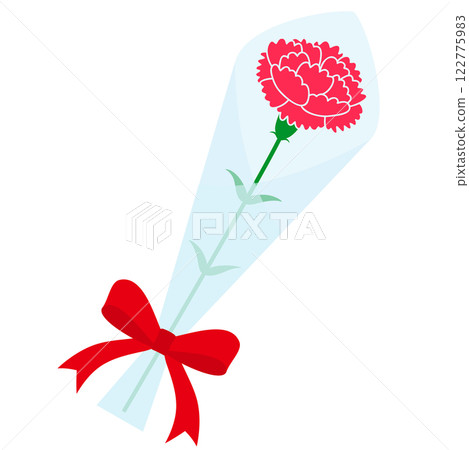 A single wrapped red carnation 122775983