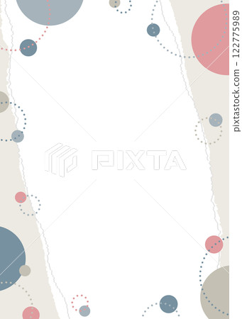 Frame of ripped paper and circular objects, pop design, portrait orientation 122775989