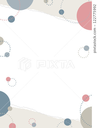 Frame of ripped paper and circular objects, pop design, portrait orientation 122775992