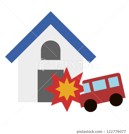 汽車撞擊房子的插圖 汽車撞擊房子的插圖 122776077