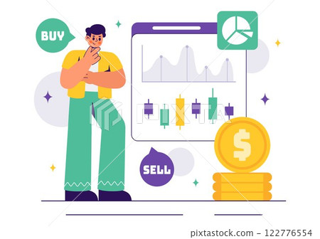 Stock Market Investment Vector Illustration featuring Business Growth, Financial Investment, and Market Analytics with Rising Arrows and Candlestick Stock Market Investment Vector Illustration featuring Business Growth, Financial Investment, and Market Analytics with Rising Arrows and Candlestick 122776554
