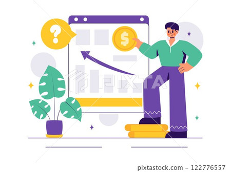 Stock Market Investment Vector Illustration featuring Business Growth, Financial Investment, and Market Analytics with Rising Arrows and Candlestick Stock Market Investment Vector Illustration featuring Business Growth, Financial Investment, and Market Analytics with Rising Arrows and Candlestick 122776557