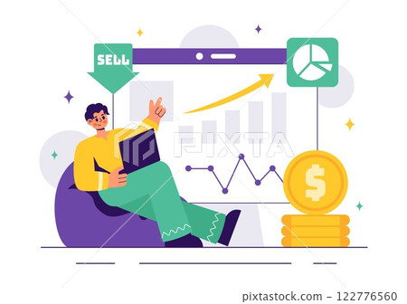 Stock Market Investment Vector Illustration featuring Business Growth, Financial Investment, and Market Analytics with Rising Arrows and Candlestick Stock Market Investment Vector Illustration featuring Business Growth, Financial Investment, and Market Analytics with Rising Arrows and Candlestick 122776560