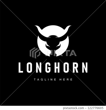 long horn logo illustration design symbol of valor horn with black silhouette icon template 122776605