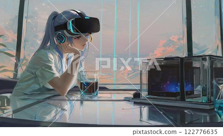 一名女性與下一代 VR 技術互動的圖片 122776635