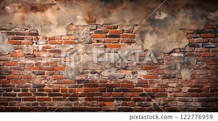 Red brick wall with vignette texture background 122776959