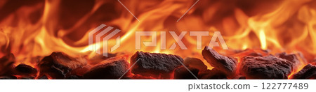 Burning flames and charcoal AI images 122777489
