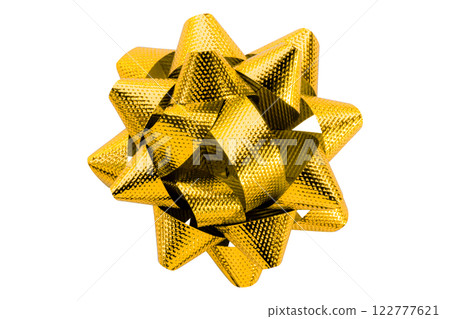 yellow ribbon on isolated on transparent background. 122777621