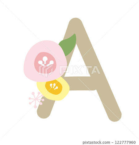 Alphabet A with a round flower 122777960