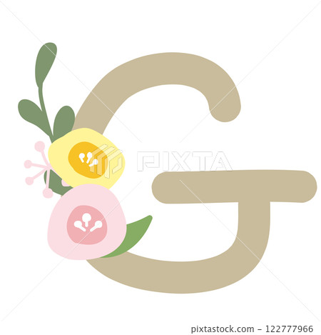 Alphabet G with a round flower 122777966