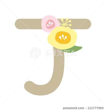 Letter J with a round flower 122777969