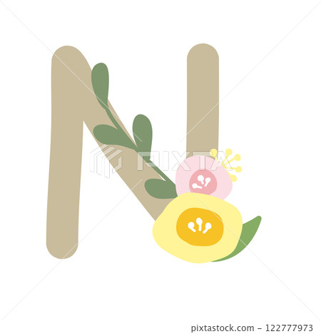 帶圓形花朵的字母 N 122777973