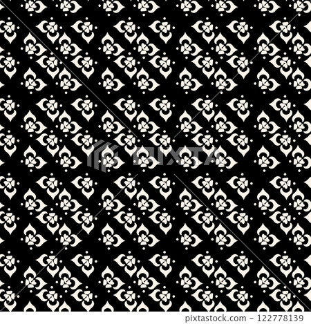 Vector ornamental seamless pattern, abstract monochrome linear texture, geometric figures, Elegant design for prints, decor, fabric, cloth. 122778139