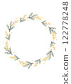 Simple, rustic and natural cute hand-drawn watercolor mimosa frame 122778248