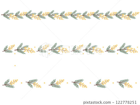 Simple, rustic and natural cute hand-drawn watercolor mimosa line 122778251