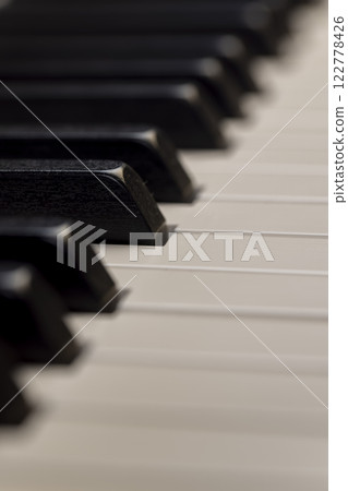 black and white piano keys in close up black and white piano keys in close up 122778426
