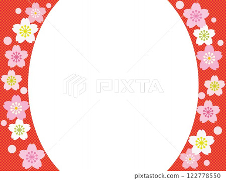 Cherry blossom frame white space checkered pattern Cherry blossom frame white space checkered pattern 122778550