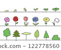 Simple illustration of buds, flowers and trees 122778560