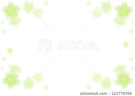 Green cherry blossom frame 122778766