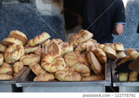 Uzbek bread, called generally non or lepeshka from tandyr in toshkent 122778792