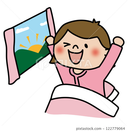 Child waking up in the morning (girl 1) 122779064