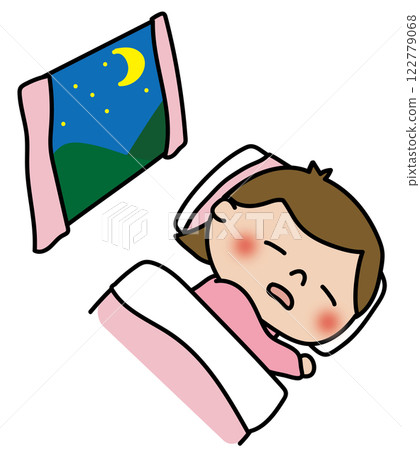 Child sleeping at night (girl 1) 122779068