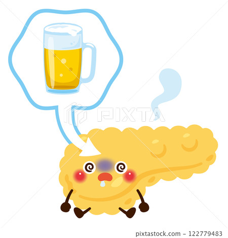 Pancreas character suffering from alcohol damage 122779483