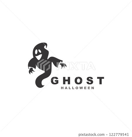 Halloween spooky ghost character in flat style isolated template design illustration Halloween spooky ghost character in flat style isolated template design illustration 122779541